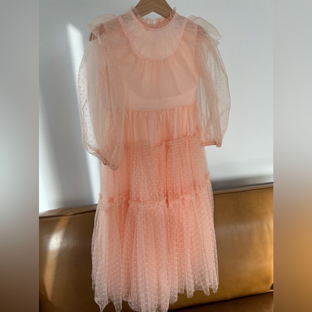 Petite Amalie Peach tulle dress like new! Size 4